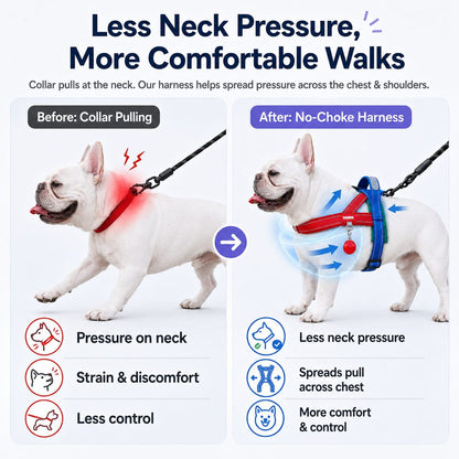 No-Choke French Bulldog Harness & Leash Set for Daily Walks - Reflective, Easy-Control Fit for Broad-Chest Dogs