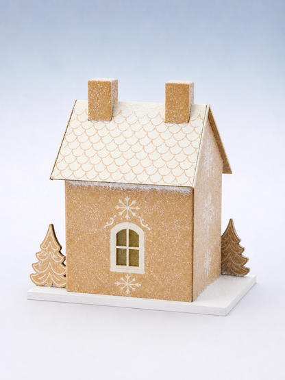 Gingerbread House Paperboard Village Decor with Light