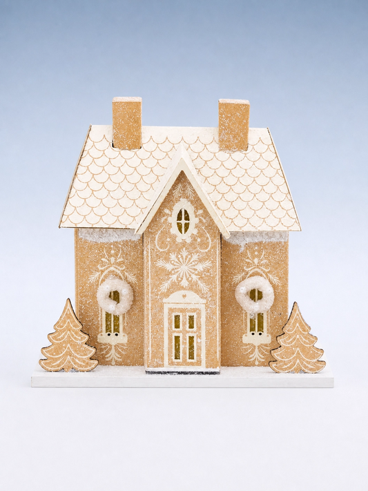 Gingerbread House Paperboard Village Decor with Light