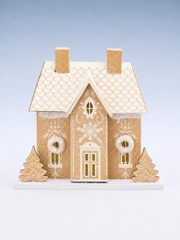 Gingerbread House Paperboard Village Decor with Light