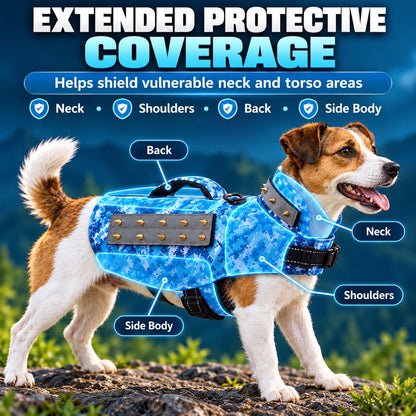 Protective Anti-Bite Dog Vest for Dog Parks & Training – Studded Neck & Body Guard with Control Handle