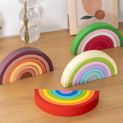 Montessori Wooden Rainbow Stacking & Color Learning Blocks
