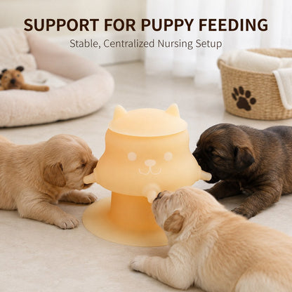 4-Nipple Silicone Nursing Feeder for Kittens & Puppies - Easier Litter Feeding with a Suction Base