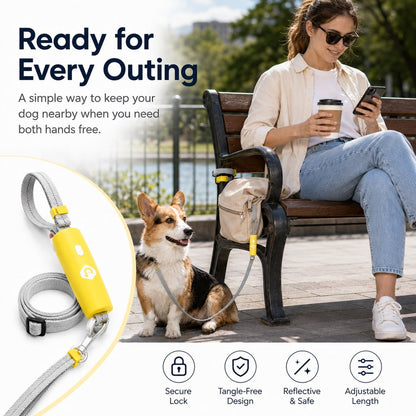 Quick-Tether Dog Leash for Cafes, Patios & Parks - Keep Your Dog Close Hands-Free