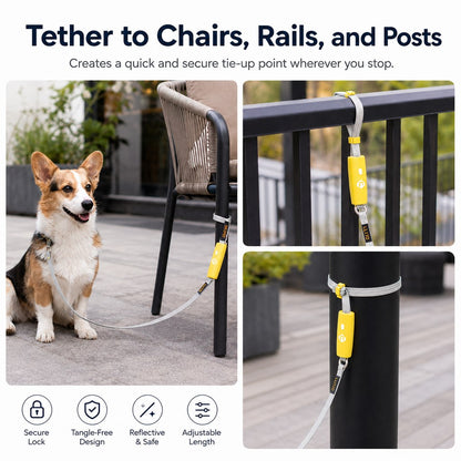 Quick-Tether Dog Leash for Cafes, Patios & Parks - Keep Your Dog Close Hands-Free