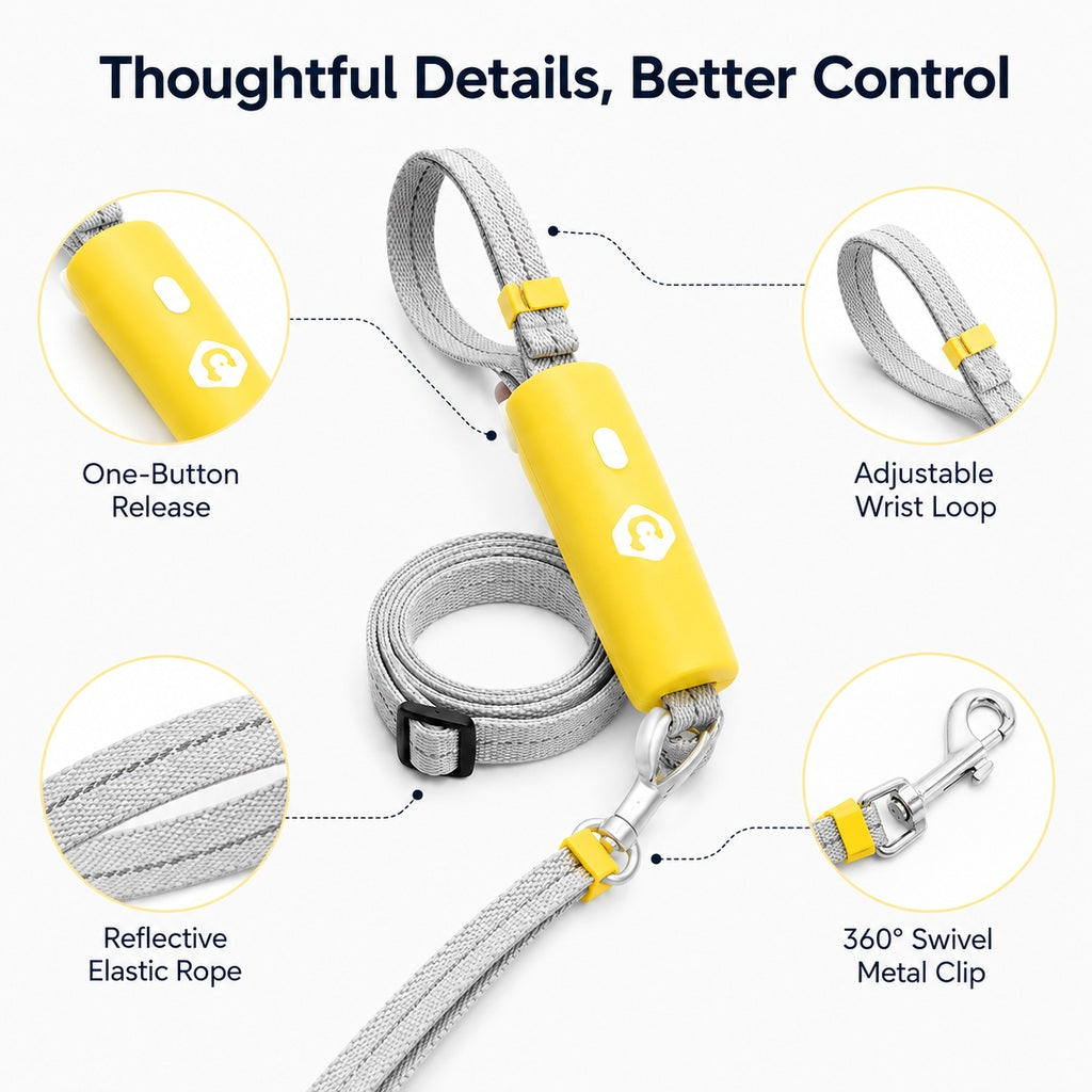 Quick-Tether Dog Leash for Cafes, Patios & Parks - Keep Your Dog Close Hands-Free