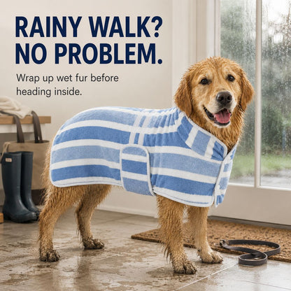 Wearable Microfiber Dog Drying Towel – Hands-Free Post-Bath & Rainy-Day Wrap for Wet Fur & Drips