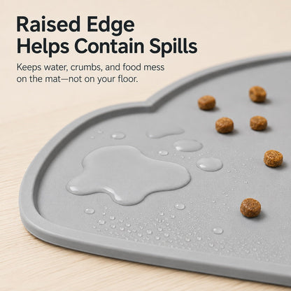 Raised-Edge Silicone Pet Feeding Mat for Cats & Dogs - Keeps Floors Clean at Mealtime