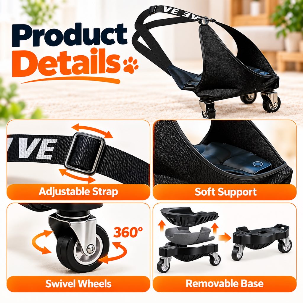Rear Leg Pet Wheelchair for Cats & Small Dogs – Mobility Support for Weak Hind Legs & Daily Walking