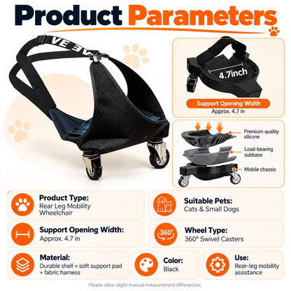 Rear Leg Pet Wheelchair for Cats & Small Dogs – Mobility Support for Weak Hind Legs & Daily Walking
