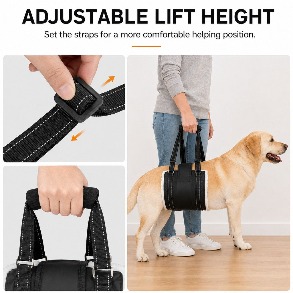 Rear Support Dog Lift Sling for Senior Dogs - Soft Adjustable Hind-Leg Assistance for Stairs, Cars & Potty Breaks