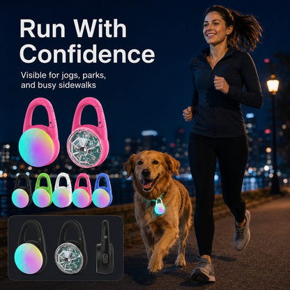 Rechargeable Clip-On LED Dog Safety Light for Night Walks - Keeps Pets Visible During Evening Walks, Jogging & Outdoor Adventures