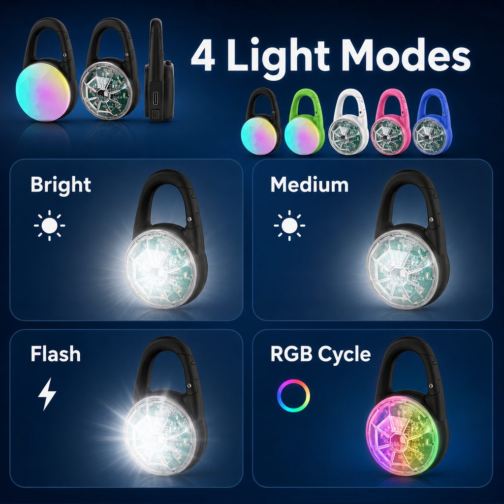 Rechargeable Clip-On LED Dog Safety Light for Night Walks - Keeps Pets Visible During Evening Walks, Jogging & Outdoor Adventures