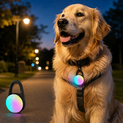 Rechargeable Clip-On LED Dog Safety Light for Night Walks - Keeps Pets Visible During Evening Walks, Jogging & Outdoor Adventures