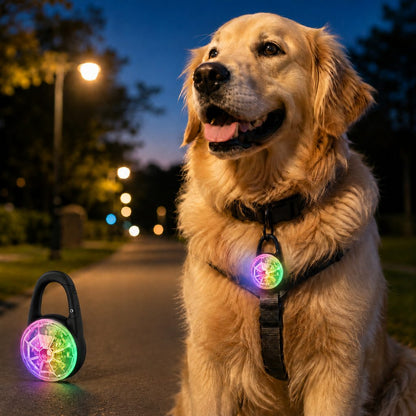 Rechargeable Clip-On LED Dog Safety Light for Night Walks - Keeps Pets Visible During Evening Walks, Jogging & Outdoor Adventures