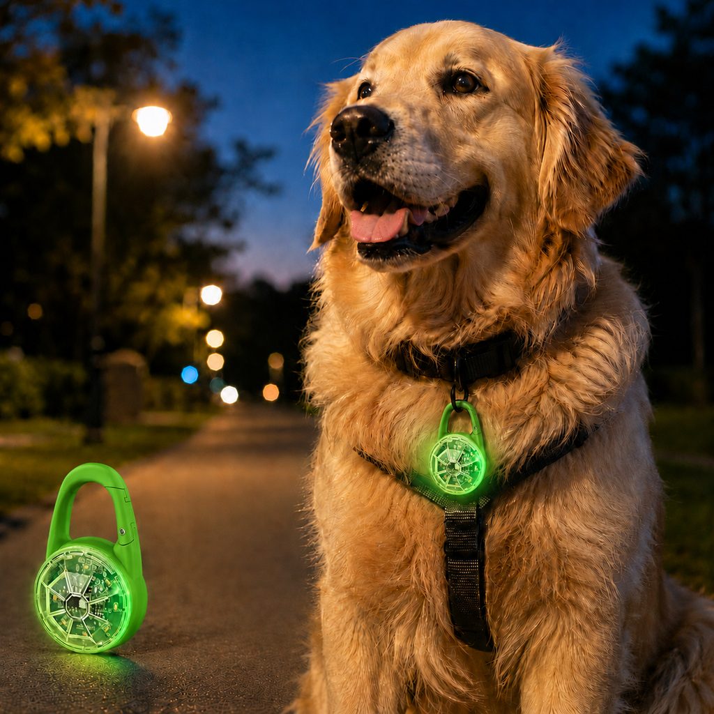 Rechargeable Clip-On LED Dog Safety Light for Night Walks - Keeps Pets Visible During Evening Walks, Jogging & Outdoor Adventures