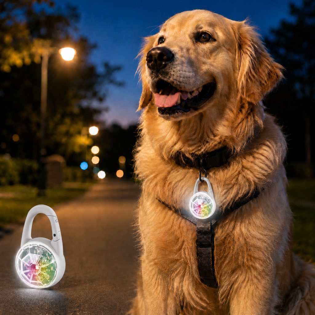 Rechargeable Clip-On LED Dog Safety Light for Night Walks - Keeps Pets Visible During Evening Walks, Jogging & Outdoor Adventures