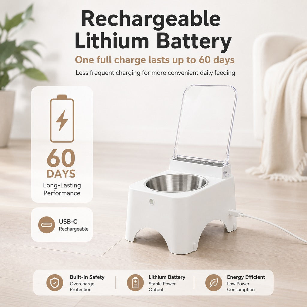 Smart Auto-Opening Covered Cat Bowl for Cleaner Indoor Feeding - Rechargeable Dustproof Cat Feeder