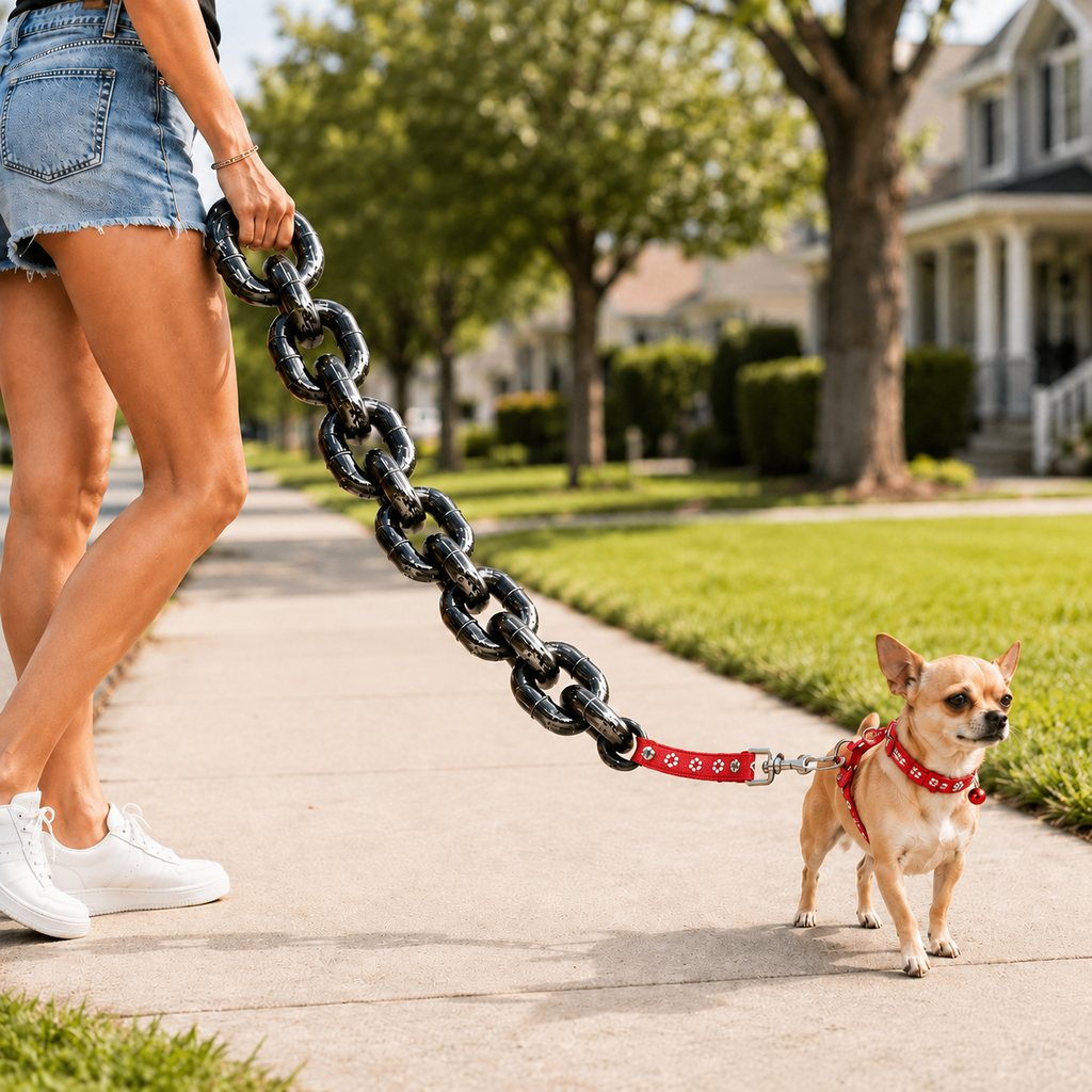 Oversized Chain Dog Leash & Collar Set for Small Dogs - Make Everyday Walks Stand Out