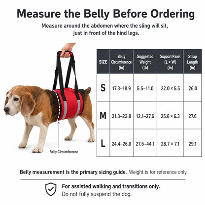 Reflective Dog Lift Support Sling - Belly Assist for Dogs with Limited Mobility on Stairs, Walks & Car Entry