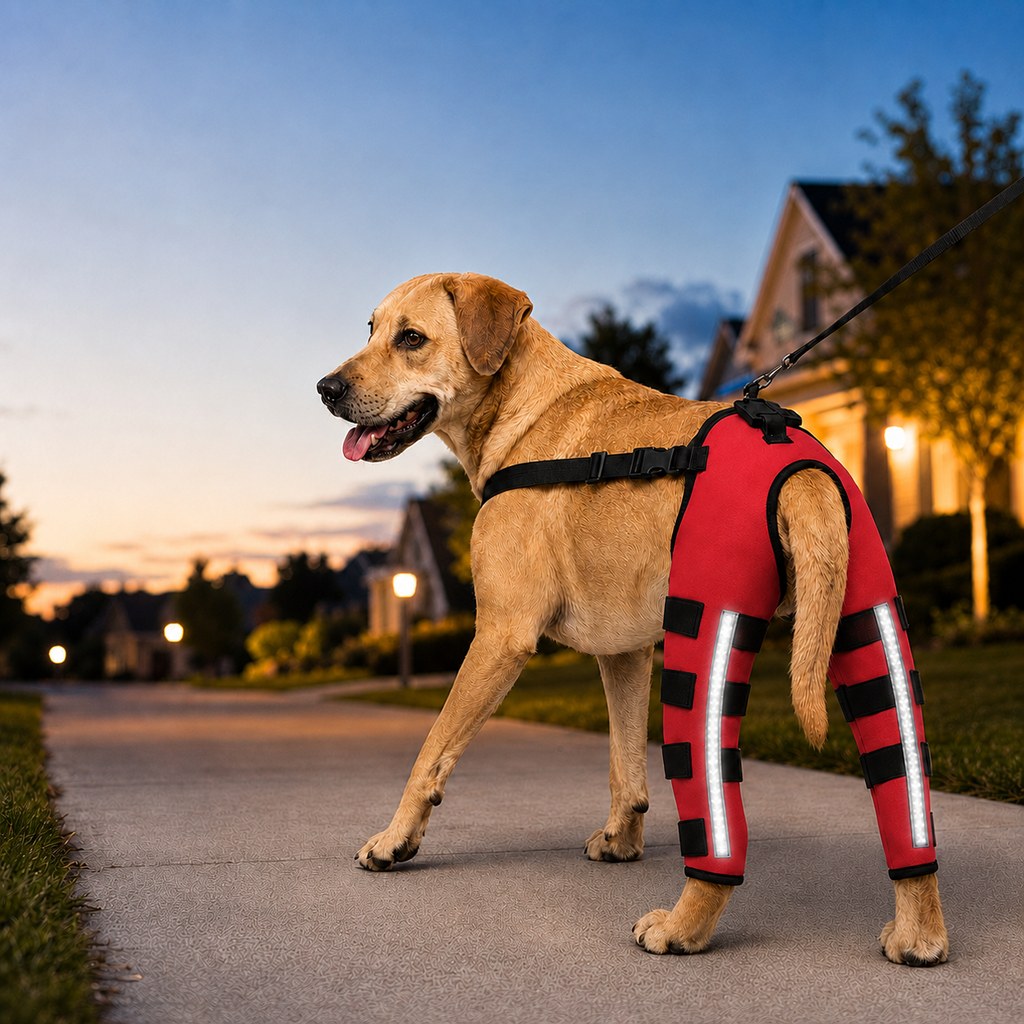 Reflective Dog Rear Leg Support Brace for Evening Walks & Recovery Comfort