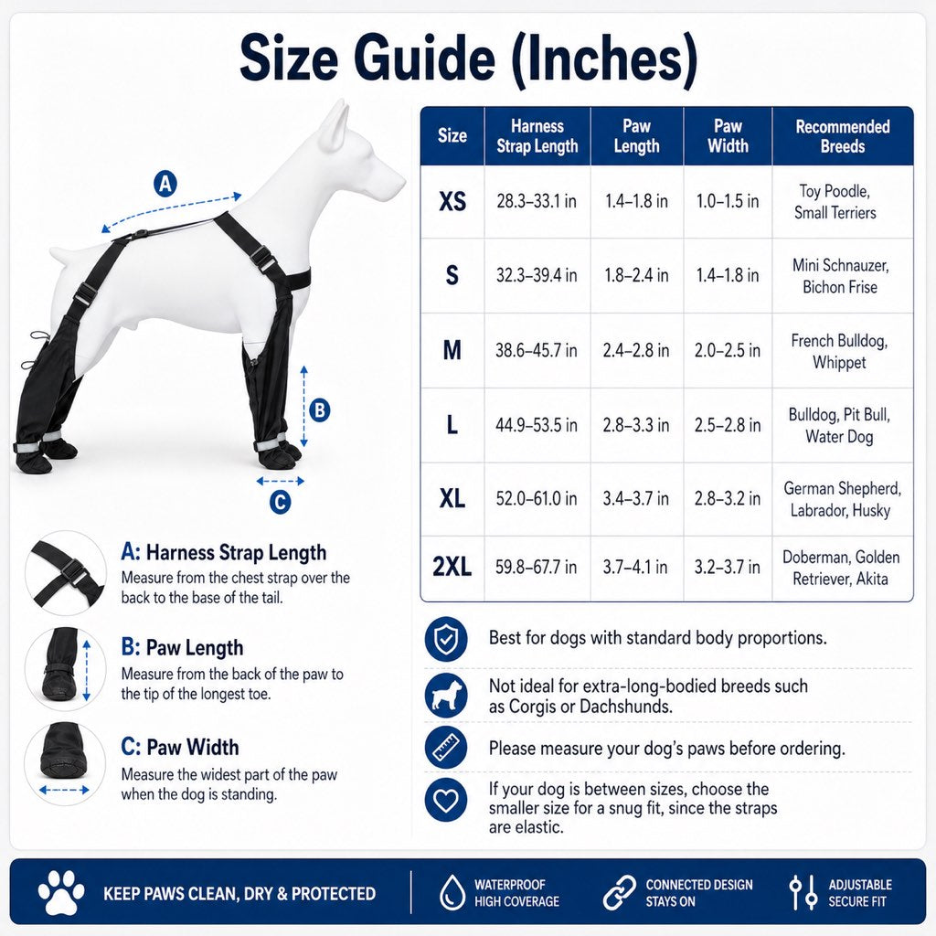 Stay-On Outdoor Dog Boots with Leg Covers - Anti-Slip Reflective Paw Protection for Muddy Walks