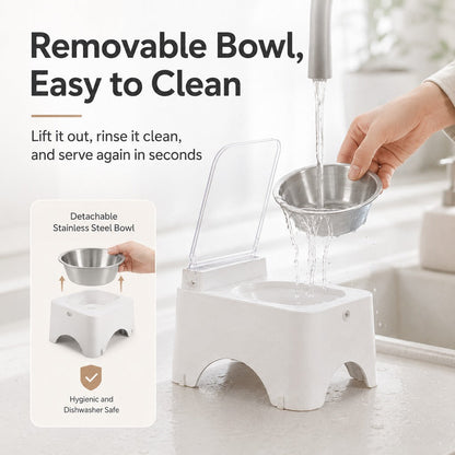 Smart Auto-Opening Covered Cat Bowl for Cleaner Indoor Feeding - Rechargeable Dustproof Cat Feeder