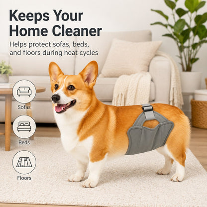 Reusable Female Dog Diaper for Heat Cycles - Adjustable Washable Sanitary Pants for Home & Travel