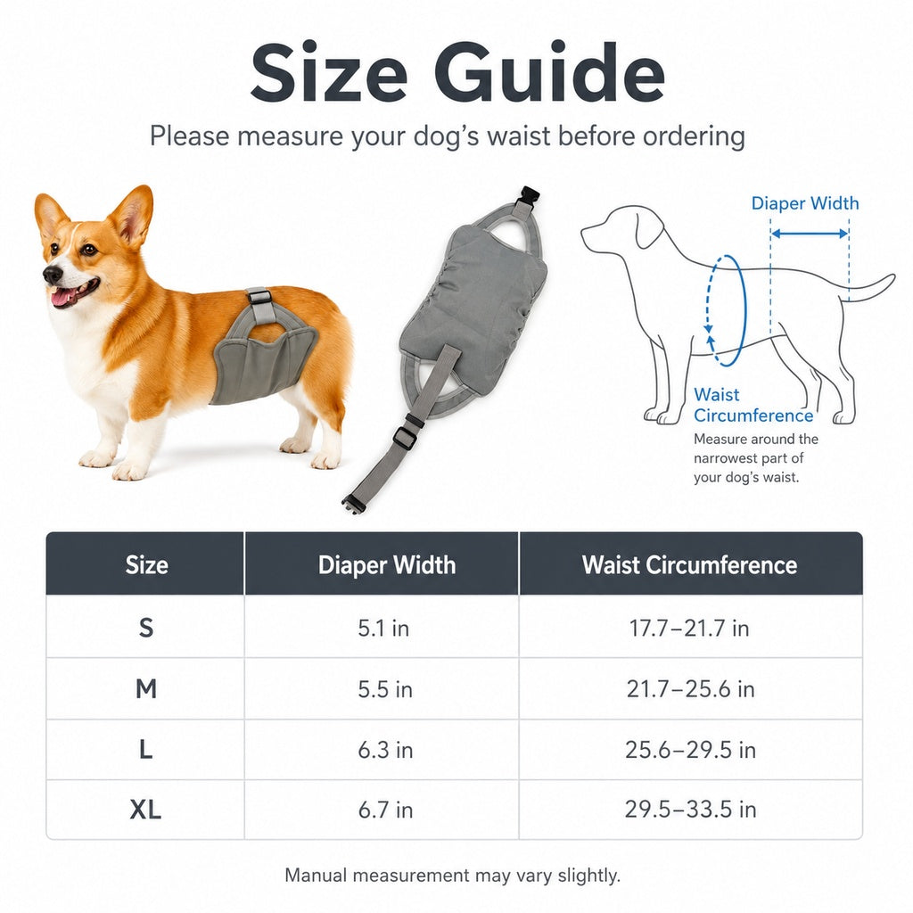 Reusable Female Dog Diaper for Heat Cycles - Adjustable Washable Sanitary Pants for Home & Travel