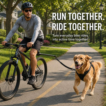 Hands-Free Dog Bike Leash with Shock-Absorbing Bungee – Bike-Mounted Side Arm for Controlled Side-by-Side Runs
