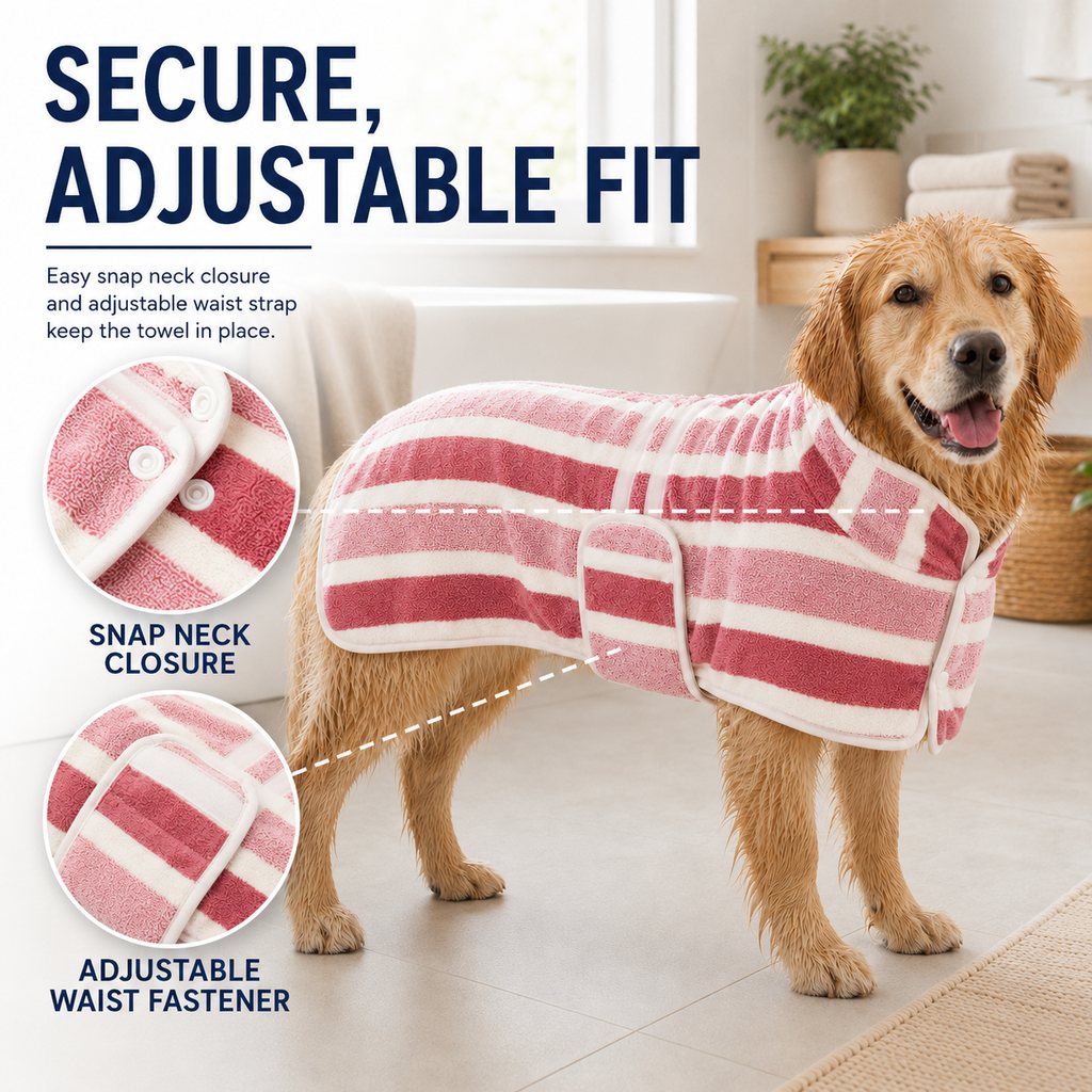 Wearable Microfiber Dog Drying Towel – Hands-Free Post-Bath & Rainy-Day Wrap for Wet Fur & Drips