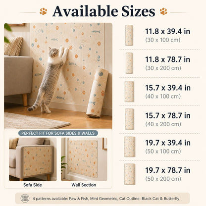 Self-Adhesive Cat Scratch Mat for Wall & Furniture Protection – Cuttable Cat Scratching Pad for Sofa, Door, Bedside & Home Surfaces