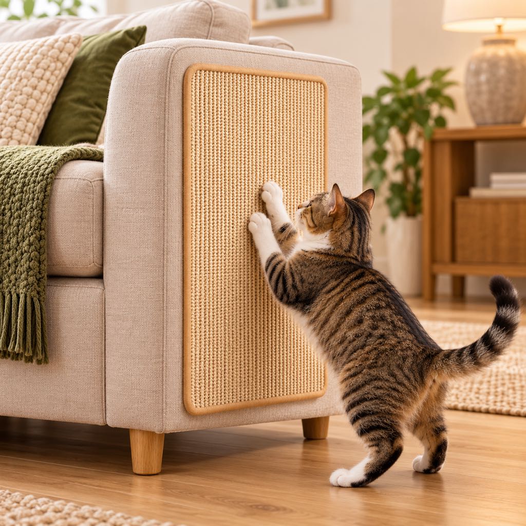 Self-Adhesive Sisal Cat Scratching Mat for Sofas & Walls - Helps Protect Furniture from Scratches