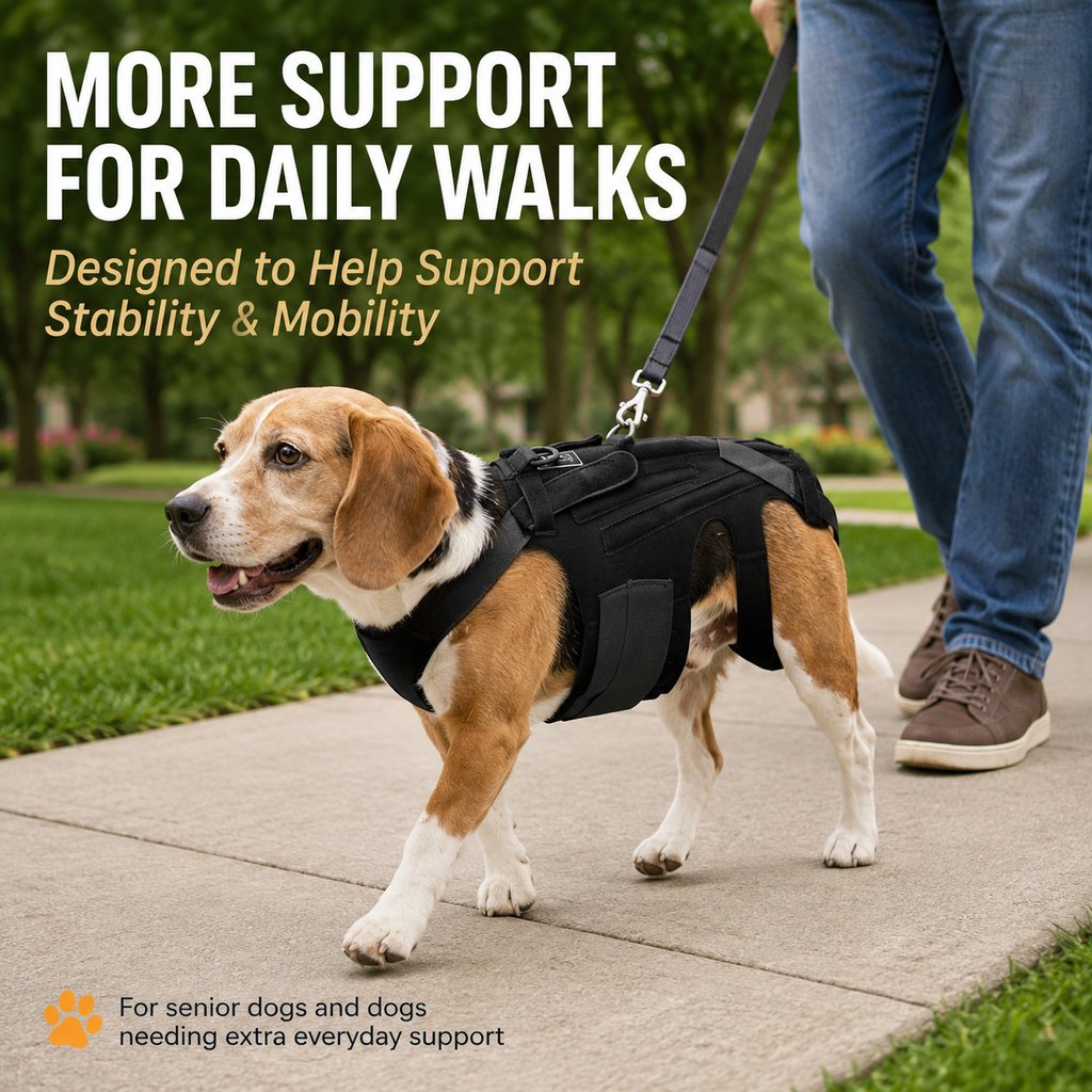 Dog Back Support Brace for Senior & Recovering Dogs - Full-Body Mobility Vest for Walking Stability