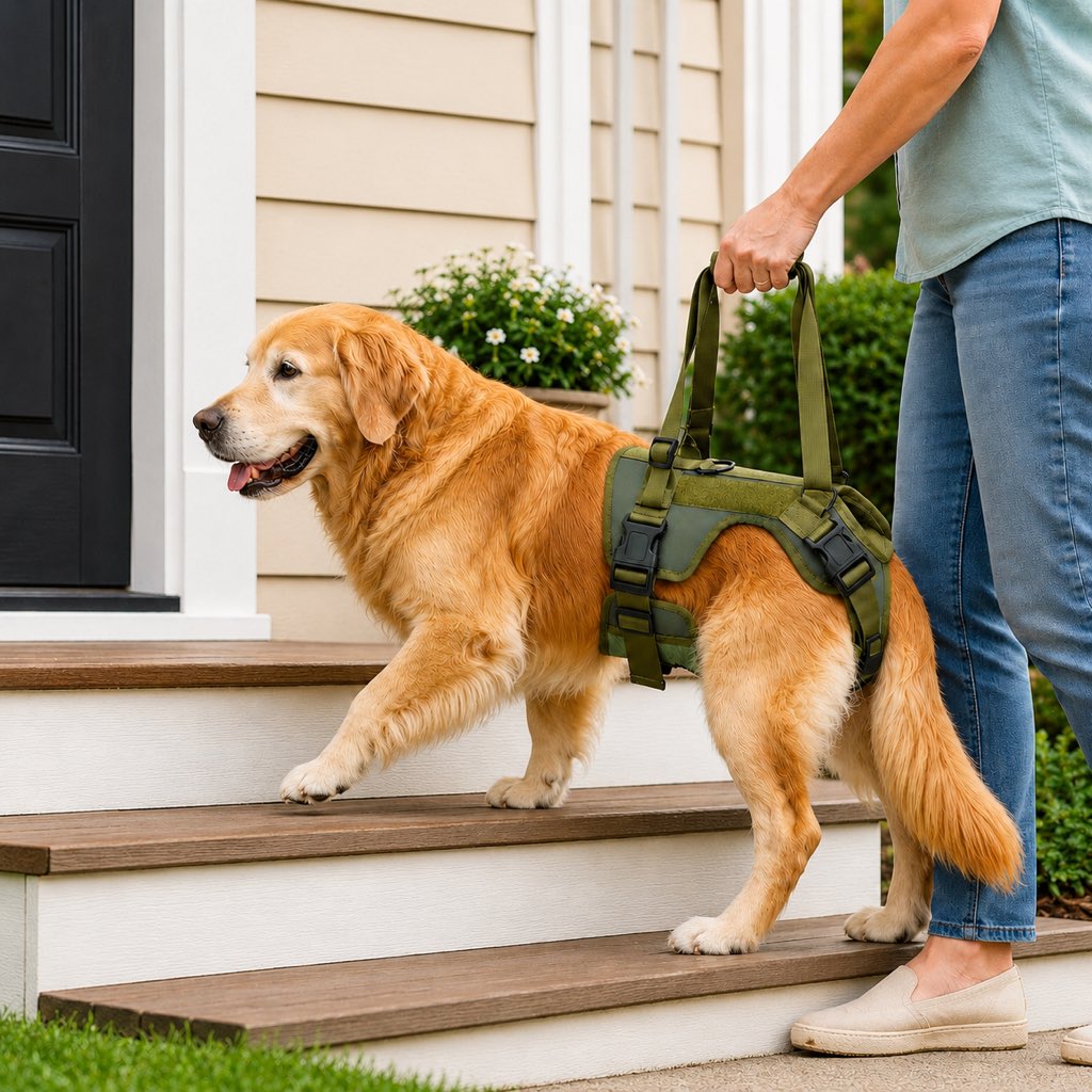 Rear Support Dog Lift Harness for Stairs, Walks & Recovery - Padded Assist Harness for Senior, Injured & Weak-Hind-Leg Dogs