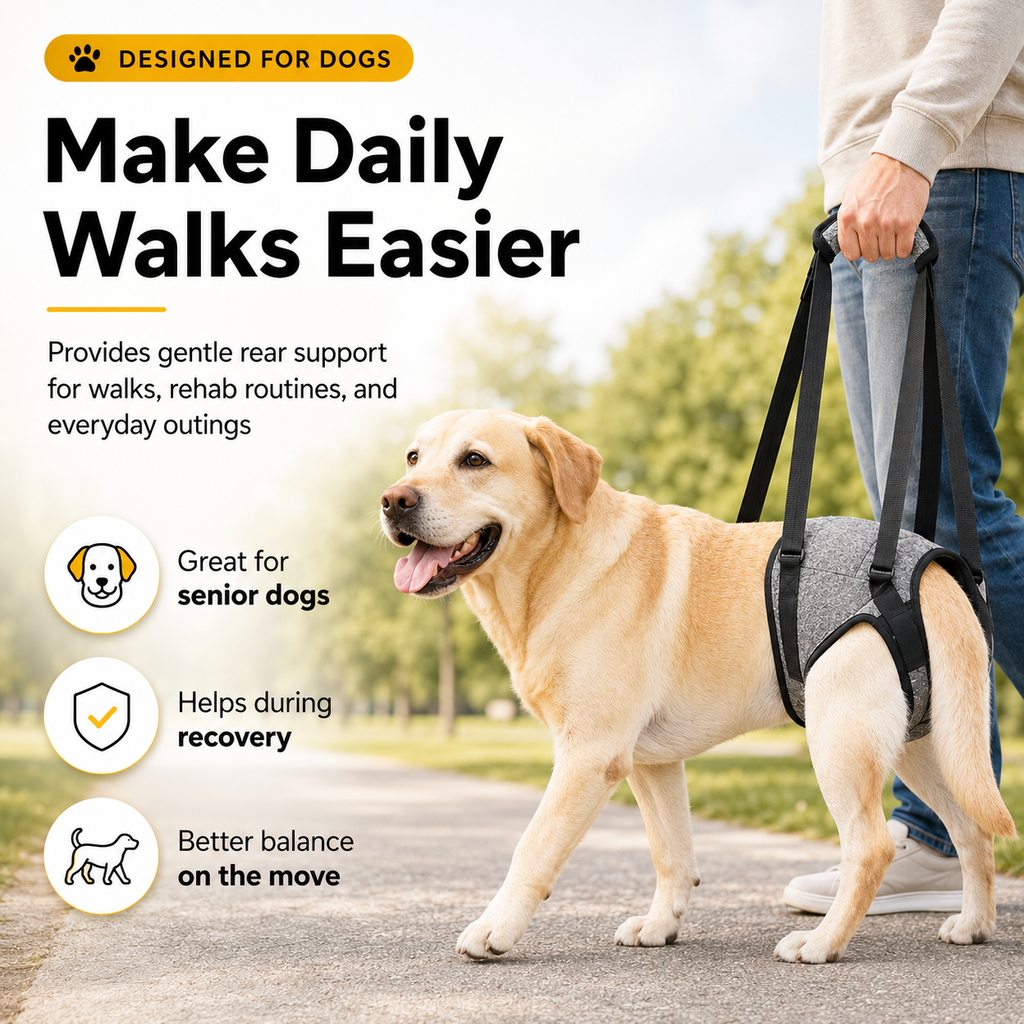Dog Rear Support Harness for Stairs, Walks & Car Rides - Mobility Lift Sling for Senior Dogs with Weak Hind Legs