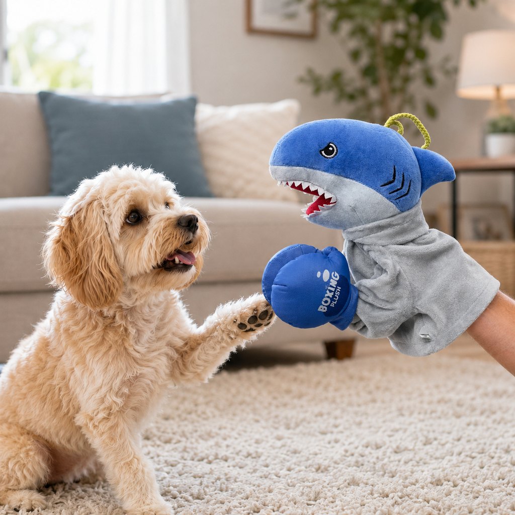 Interactive Boxing Pet Puppet for Indoor Play – Squeeze-to-Punch Sound Toy for Bored Dogs & Cats