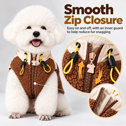 Warm Sherpa Dog Vest with Leash D-Ring for Chilly Walks