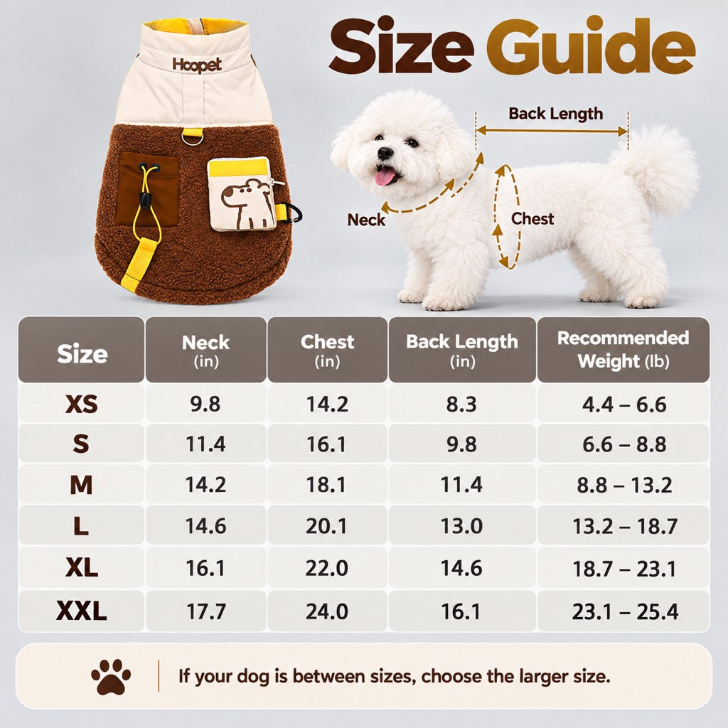 Warm Sherpa Dog Vest with Leash D-Ring for Chilly Walks