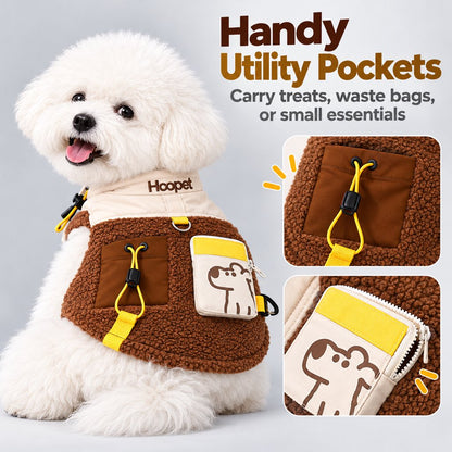 Warm Sherpa Dog Vest with Leash D-Ring for Chilly Walks