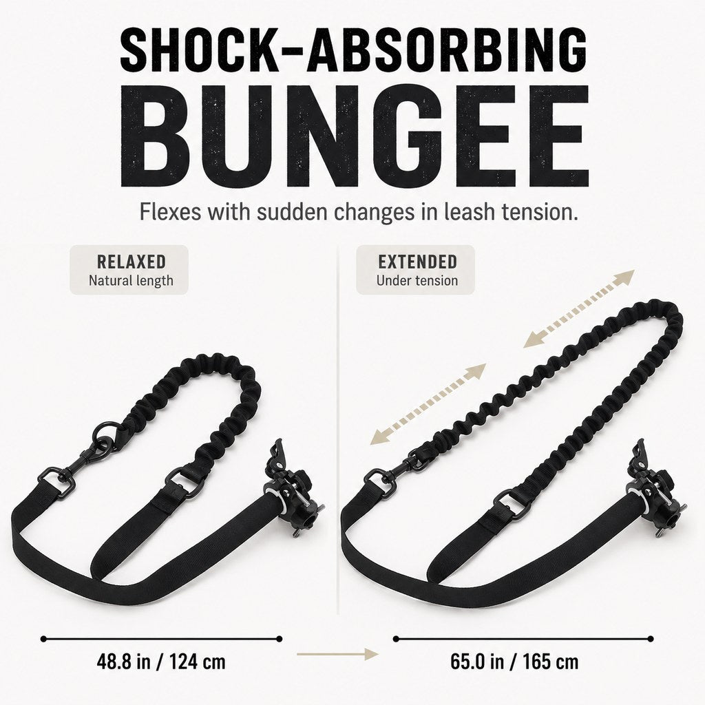 Hands-Free Dog Bike Leash with Shock-Absorbing Bungee – Bike-Mounted Side Arm for Controlled Side-by-Side Runs