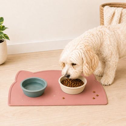 Raised-Edge Silicone Pet Feeding Mat for Cats & Dogs - Keeps Floors Clean at Mealtime