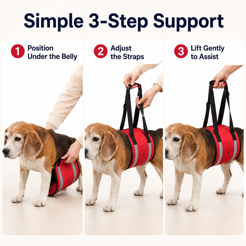 Reflective Dog Lift Support Sling - Belly Assist for Dogs with Limited Mobility on Stairs, Walks & Car Entry