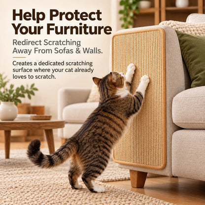 Self-Adhesive Sisal Cat Scratching Mat for Sofas & Walls - Helps Protect Furniture from Scratches
