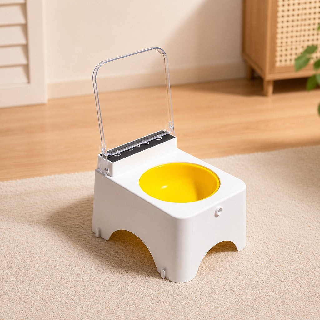 Smart Auto-Opening Covered Cat Bowl for Cleaner Indoor Feeding - Rechargeable Dustproof Cat Feeder