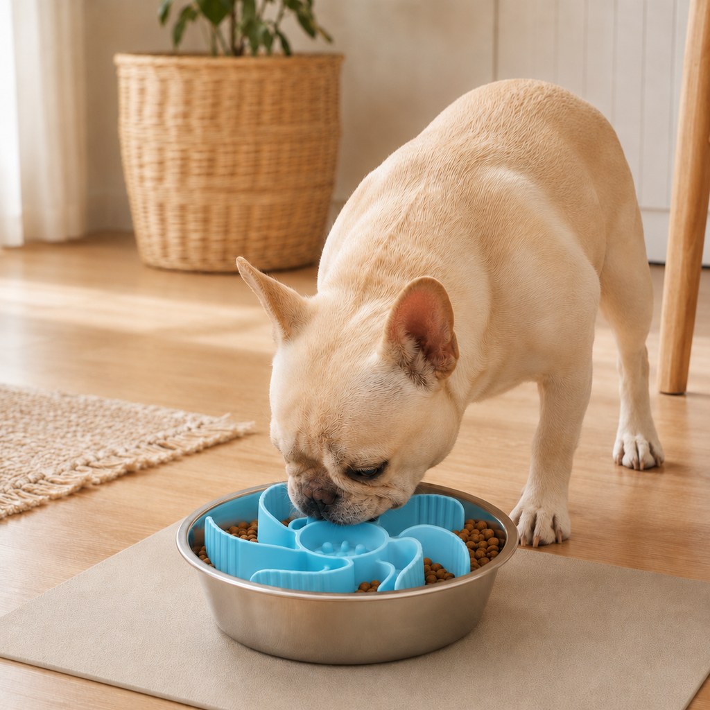 Cut-to-Fit Slow Feeder Insert & Stainless Steel Bowl Set for Fast-Eating Dogs & Cats