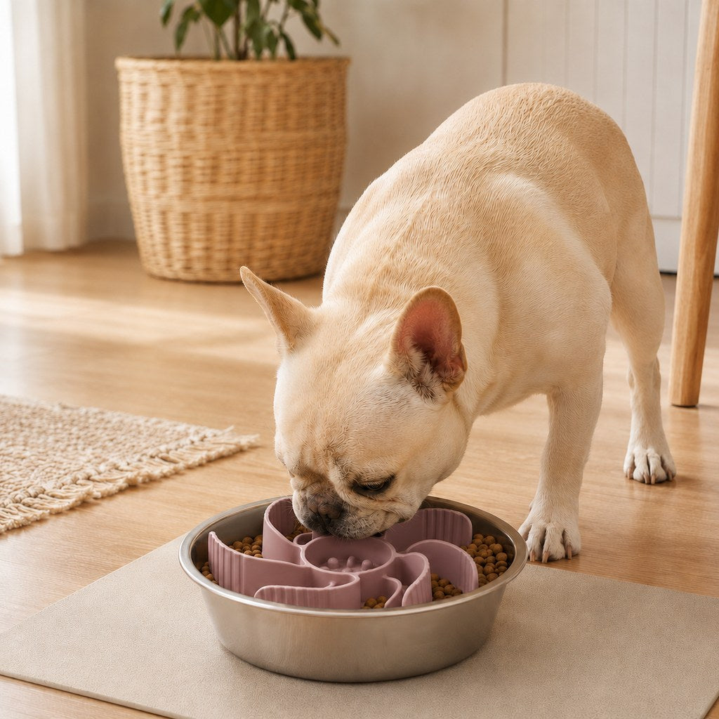 Cut-to-Fit Slow Feeder Insert & Stainless Steel Bowl Set for Fast-Eating Dogs & Cats