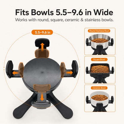 French Bulldog Adjustable Elevated Tilted Dog Bowl for Kitchen Feeding Corners - 3-Height Stand with Slow Feeder Insert to Reduce Neck Bending & Mess