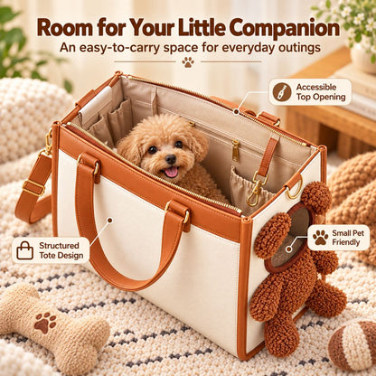 Teddy Bear Pet Carrier Tote Bag for Small Dogs – Stylish Handheld & Shoulder Bag for Everyday Outings
