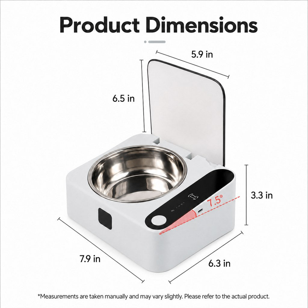 Smart Motion Sensor Covered Cat Bowl for Cleaner Indoor Feeding - Auto Open Lid Helps Keep Food Covered from Dust, Hair & Flies